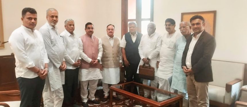 ಕೇಂದ್ರ ಸಚಿವ ನಡ್ಡಾ ಅವರೊಂದಿಗೆ ಈರಣ್ಣ ಕಡಾಡಿ ಚರ್ಚೆ