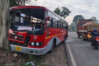 ಸಾರಿಗೆ ಬಸ್‌ಗೆ ಟಿಪ್ಪರ್ ಡಿಕ್ಕಿ ಪ್ರಯಾಣಿಕರಿಗೆ ಗಂಭೀರ ಗಾಯ
