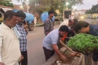 ಡಿವೈಡರ ಒಳಗೆ ಹೂವಿನ ಗಿಡ್ಡ ನೆಟ್ಟು, ಕರ್ನಾಟಕ ರಾಜ್ಯೋತ್ಸವಕ್ಕೆ ಚಾಲನೆ ನೀಡಿದ ಗ್ರಾಮಸ್ಥರು  ಡಿವೈಡರ ಒಳಗೆ ಹೂವಿನ ಗಿಡ್ಡ ನೆಟ್ಟು, ಕರ್ನಾಟಕ ರಾಜ್ಯೋತ್ಸವಕ್ಕೆ ಚಾಲನೆ ನೀಡಿದ ಗ್ರಾಮಸ್ಥರು