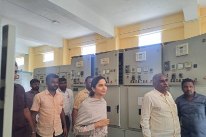 ಕೃಷ್ಣಾ ನದಿ ದಂಡೆಯಲ್ಲಿ ಕೆರೆ ತುಂಬಿಸುವ ಯೋಜನೆ ಕಾಮಗಾರಿ ವೀಕ್ಷಿಸಿದ ಸಂಸದೆ ಪ್ರಿಯಾಂಕ