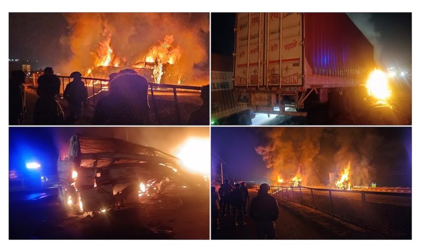 ಭೀಕರ ಅಪಘಾತ: 9 ಮಂದಿ ಸಜೀವ ದಹನ