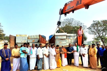 ದರೂರು ಶ್ರೀ ವೀರಭದ್ರೇಶ್ವರ ಪುಣ್ಯ ಕ್ಷೇತ್ರಕ್ಕೆ ₹8 ಲಕ್ಷ ಮೌಲ್ಯದ ಶಿಲಾ ಬಂಡೆಗಳ ಆಗಮನ